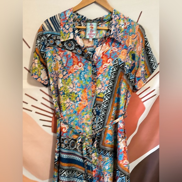 Johnny Was Silk Women’s Belted Dress XS Tunic Shift Boho Floral - Picture 8 of 10